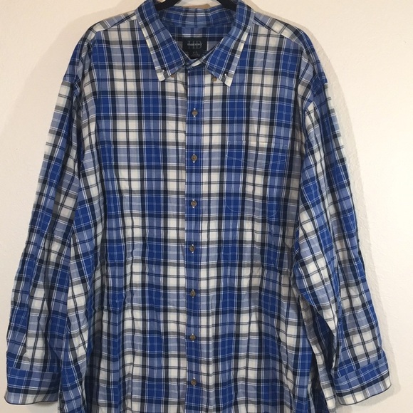 Harbor Bay HB Mens Button Shirt Plaid Long Sleeve Size 3XL - Picture 2 of 6